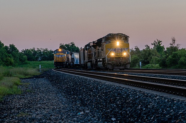 Freight trains travel through Houston on September 14 in Houston, Texas.  A crippling freight railroad strike that threatened to upend the US economy now looks unlikely.
Mandatory Credit:	Brandon Bell/Getty Images