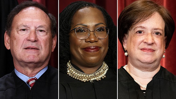 (L-R) Justices Samuel Alito, Ketanji Brown Jackson and Elena Kagan are pictured here in a split image.
Mandatory Credit: Getty Images
