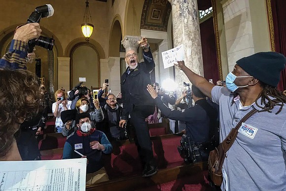The City Council was disrupted Tuesday by another round of boisterous, foul-mouthed protests after a councilman facing widespread calls to ...