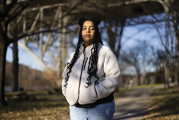 High school student Mecca Patterson-Guridy, 17, poses for a portrait in Philadelphia. Scrutiny from conservatives around teaching about race, gender and sexuality has made many teachers reluctant to discuss issues that touch on cultural divides. To fill in gaps, some students, including Mecca, are looking to social media, where online personalities, nonprofit organizations and teachers are experimenting with ways to connect with them outside the confines of school.