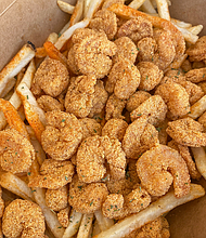 Lotus Seafood‘s perfectly seasoned, bite-sized Popcorn Shrimp is a favorite at the Houston chain