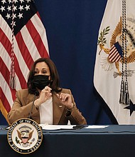 Vice President Kamala Harris met with Virginia State legislators and community leaders in Henrico County to discuss the fight to protect reproductive rights on July 23.