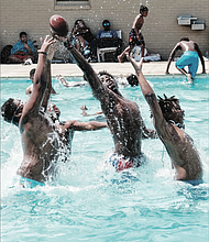 Youngsters beat the heat at the Blackwell Community Pool in South Side as temperatures approached the mid-90s in late May.