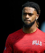 Buffalo Bills safety Damar Hamlin, here in Miami Gardens, Florida on September 25, 2022, suffered a cardiac arrest and collapsed on the field during Monday night's game between the Bills and Cincinnati Bengals.
Mandatory Credit:	Megan Briggs/Getty Images