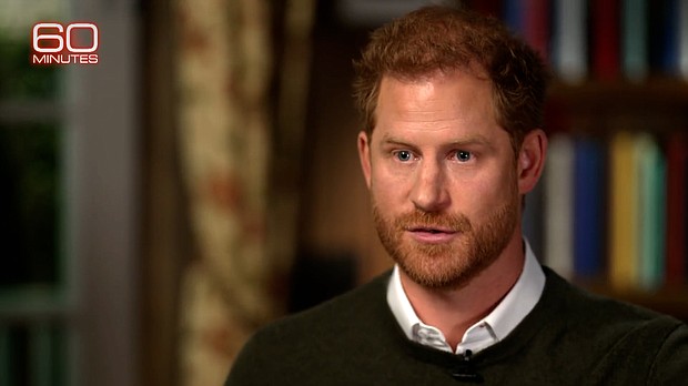 Prince Harry talked to Anderson Cooper for "60 Minutes."
Mandatory Credit:	From 60 Minutes