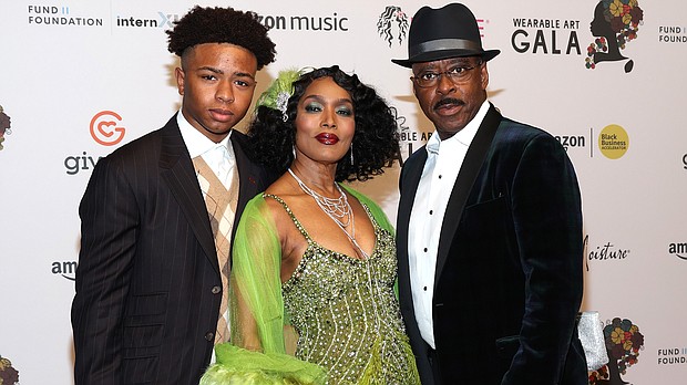 Slater Vance, Angela Bassett and Courtney B. Vance attend the 5th Annual WACO Wearable Art Gala at Barker Hangar on October 22, 2022 in Santa Monica, California.
Mandatory Credit:	Jerritt Clark/Getty Images
