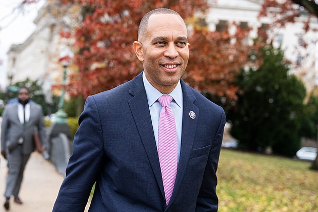 Democratic Caucus Chair Hakeem Jeffries, is seen after being elected to the leader of House Democratic Caucus on November 30.
Mandatory Credit:	Tom Williams/CQ-Roll Call, Inc./Getty Images