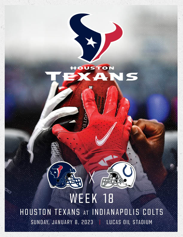 Houston Texans on X: Our Week 18 game day is set. #HOUvsIND » Sunday 1/8  12 p.m. CT on CBS  / X