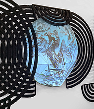 Lisa B. Woods, "Re)cognition” 2022, hanging projection mapped sculpture (paper, plywood, paracord, projector), 36 x 48 x 12 inches
    (Images courtesy the artists and Nicole Longnecker Gallery)