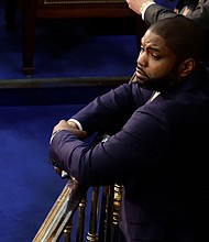 Rep. Byron Donalds listens during the second day of elections for speaker of the House at the US Capitol Building on January 4 in Washington, DC.
Mandatory Credit:	Chip Somodevilla/Getty Images