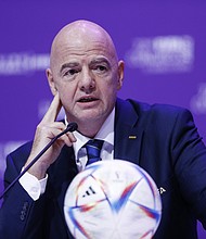 Gianni Infantino has voiced his support for Samuel Umtiti and Lameck Banda after they experienced racial abuse during a game.
Mandatory Credit:	Mohammad Karamali/vi/DeFodi