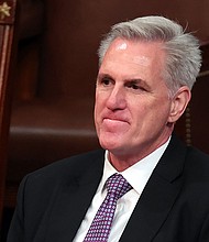 Rep. Kevin McCarthy listens in the House Chamber during the second day of elections for Speaker of the House at the U.S. Capitol Building on January 04, in Washington, DC.
Mandatory Credit:	Win McNamee/Getty Images