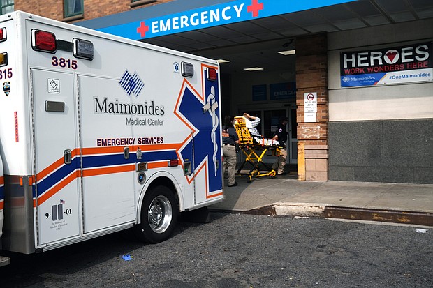 New York nurses have reached tentative agreements with Maimonides and Richmond University Medical Center. The Maimonides Medical Center is pictured here in 2020.
Mandatory Credit:	Spencer Platt/Getty Images