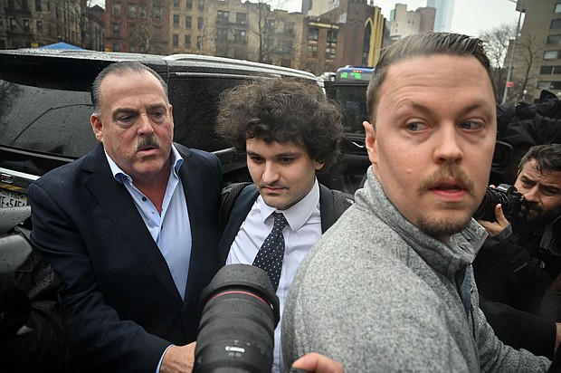 The US government moves to seize $450 million Robinhood stake linked to FTX founder, Sam Bankman-Fried. The disgraced crypto executive here arrives at the Manhattan federal court, New York, January 3.
Mandatory Credit:	Ed Jones/AFP/Getty Images