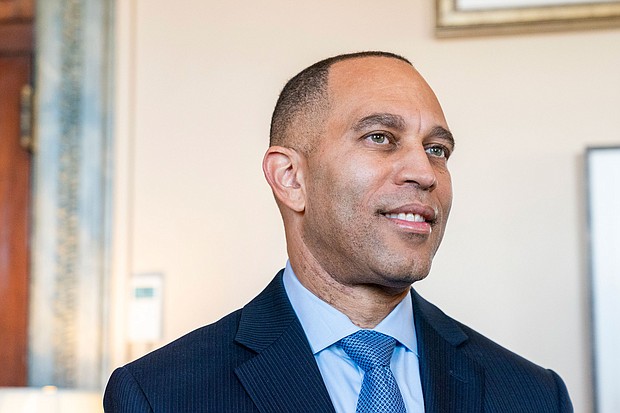Rep. Hakeem Jeffries, here in Washington on December 21, 2022, is expected to make history as the first Black lawmaker to lead a party in Congress.
Mandatory Credit:	Jacquelyn Martin/AP
