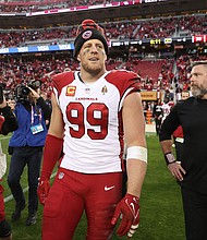 Watt looks on after the game against the 49ers.
Mandatory Credit:	Ezra Shaw/Getty Images
