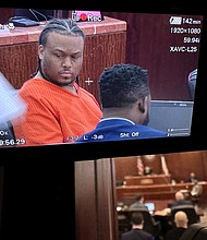 Patrick Xavier Clark is seen here during a court appearance on December 14, 2022 in Houston.
Mandatory Credit:	Lekan Oyekanmi/AP