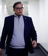 Leaders of the Nassau County Republican Party on Wednesday called for Rep. George Santos to resign. Santos is pictured here on Capitol Hill in Washington on January 10.
Mandatory Credit:	Jonathan Ernst/Reuters