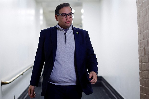 Leaders of the Nassau County Republican Party on Wednesday called for Rep. George Santos to resign. Santos is pictured here on Capitol Hill in Washington on January 10.
Mandatory Credit:	Jonathan Ernst/Reuters