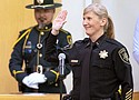 Nicole Morrisey O’Donnell is sworn in during a ceremony held at the Multnomah Building in Southeast Portland, Jan. 4, 2023. Sheriff Morrisey O’Donnell is the first woman to serve as sheriff in the agency’s nearly 170 years of operation. Courtesy of Multnomah County Sheriff's Office