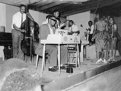 (Left to right) Edgar Willis, Ray Charles, Milt Turner (obscured), David “Fathead” Newman, Hank Crawford (looking back), Marcus Belgrave and the Raelettes (Margie Hendrix, Pat Lyles, Gwendolyn Berry and Darlene McCrae).

Courtesy of Larry Taylor