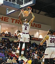 Charles Tart III of VUU dunks the ball during the Jan. 14 Freedom Classic game at Virginia State University.