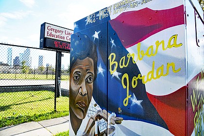 Barbara Jordan Mural at the Gregory-Lincoln Education Center in Freedmens Town