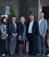 Representatives from Driftwood Hospitality Management and LNR Partners were joined by Michael Heckman of The Houston First Corporation, Councilperson Mary Nan Huffman, and Barbara Bronstein of Second Servings for the grand opening of The Chifley Hotel. The Chifley is the first Tapestry by Hilton hotel in Houston.
(From left to right)
Brett Orlando, Managing Director of The Chifley 
Barbara Bronstein, Founder and President of Second Servings
Michael Heckman, President & CEO of Houston First Corporation
Concilperson Mary Nan Huffman, District G
Jim Bolin, VPO, Driftwood Hospitality Management
Mike Diaz, COO, Driftwood Hospitality Management
Carol Davies, VP Sales & Marketing, Driftwood Hospitality Management
