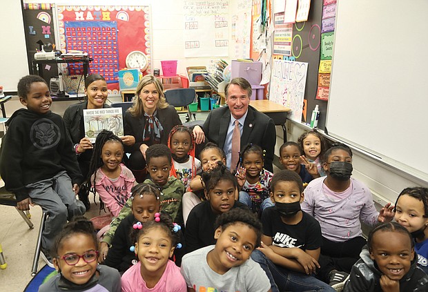 Gov. Glenn Youngkin and First Lady Suzanne S. Youngkin read the popular book “Where the Wild Things Are” to Alexis Evans’ first grade class at Carver Elementary School on Thursday, Jan. 19. The governor’s visit was in support of the expansion of a new Virginia education law, the Virginia Literacy Act (VLA).The legislation passed during last year’s Virginia General Assembly and becomes effective during the 2024-2025 school year. “We want to have an academic and education system that raises the ceiling for all of our children and recognizes that we have kids that need some extra support,” said Gov. Youngkin. “We can do both.”