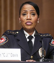 The Memphis police officers' conduct in the confrontation that preceded this month's death of Black motorist Tyre Nichols "is a failing of basic humanity," Memphis Police Chief Cerelyn Davis said as officials prepare to release video of the incident.
Mandatory Credit:	Jonathan Ernst/AFP/Getty Images