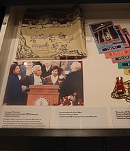 Pull-out drawers that showcase former Virginia governors include a photograph of former Gov.
L. Douglas Wilder’s inauguration with his daughters Lynn and Loren Wilder, and son Larry Wilder joining him for the historic occasion.
