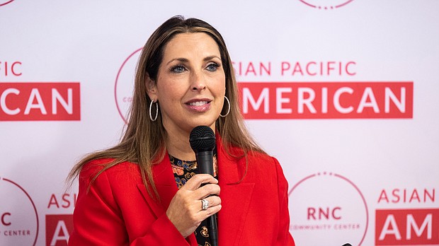 Republican National Committee Chairwoman Ronna McDaniel, seen here on January 23, was elected to a fourth consecutive term Friday. McDaniel defeated RNC committeewoman Harmeet Dhillon.
Mandatory Credit:	Paul Bersebach/Orange County Register/Getty Images