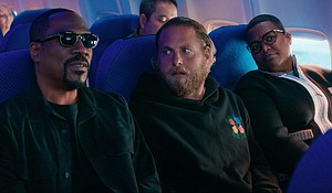 'You People' squanders a topnotch cast in a movie caught between satire and sitcom. Eddie Murphy, Jonah Hill and Sam Jay are pictured here in the Netflix comedy.
Mandatory Credit:	Courtesy of Netflix
