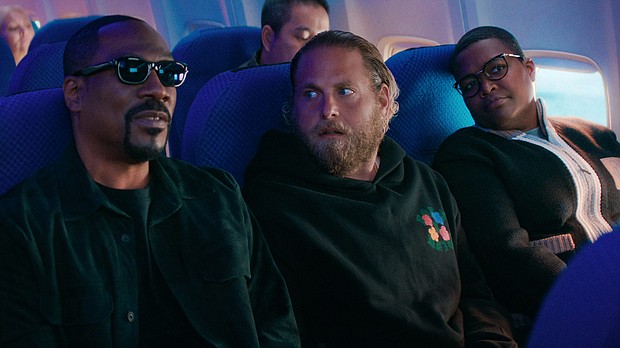 'You People' squanders a topnotch cast in a movie caught between satire and sitcom. Eddie Murphy, Jonah Hill and Sam Jay are pictured here in the Netflix comedy.
Mandatory Credit:	Courtesy of Netflix