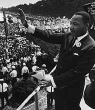 American civil rights leader Dr. Martin Luther King Jr. (1929-1968) delivers his 'I have a dream' speech to participants in the March on Washington, DC on August 28, 1963.
Mandatory Credit:	Washington Bureau/Getty Images