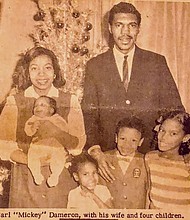 The Dameron family 1965 in E. St. Louis, IL. Barbara, Carl T., Crystal (baby), Denise, Carl, and Kathleen. "We we integrators," said Katheleen Dameron.