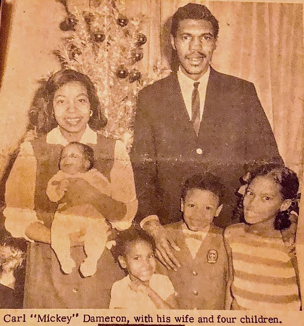 The Dameron family 1965 in E. St. Louis, IL. Barbara, Carl T., Crystal (baby), Denise, Carl, and Kathleen. "We we integrators," said Katheleen Dameron.