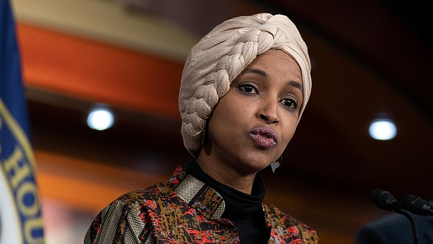 The Republican-led House of Representatives is expected to vote Thursday on a resolution to remove Democratic Rep. Ilhan Omar, pictured here, on Capitol Hill in Washington on January 25, from the House Foreign Affairs Committee.
Mandatory Credit:	Manuel Balce Ceneta/AP