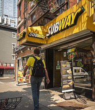 A franchise of the Subway sandwich chain in the Hell's Kitchen neighborhood in New York on Thursday, July 15, 2021, as Subway has revamped their menu in their "Eat Fresh Refresh" branding, updating their offerings.
Mandatory Credit:	Richard B. Levine/Levine Roberts/ZUMA Press