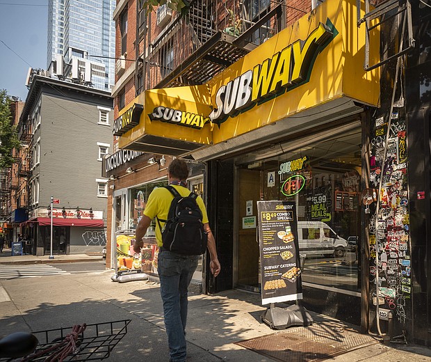 A franchise of the Subway sandwich chain in the Hell's Kitchen neighborhood in New York on Thursday, July 15, 2021, as Subway has revamped their menu in their "Eat Fresh Refresh" branding, updating their offerings.
Mandatory Credit:	Richard B. Levine/Levine Roberts/ZUMA Press