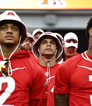 AFC strong safety Jordan Poyer of the Buffalo Bills looks on during a group portrait prior to an NFL Pro Bowl football game at Allegiant Stadium on February 04, in Las Vegas, Nevada.
Mandatory Credit:	Michael Owens/Getty Images