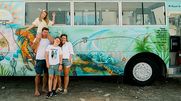 This family of four are driving around Asia in a bus.
Mandatory Credit:	Alisa Poturaeva