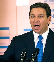 Florida College Board admitted Saturday that it "made mistakes in the rollout" of the AP African American Studies course framework. Florida has banned the teaching of critical race theory under Gov. Ron DeSantis - pictured here in Ocala, Florida on February 8.
Mandatory Credit:	Doug Engle/Ocala Star-Banner/AP