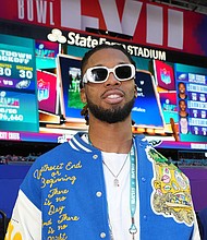 Damar Hamlin attends Super Bowl LVII at State Farm Stadium in Arizona. The Buffalo Bills safety is doing "great" physically after he experienced a cardiac arrest on the football field last month.
Mandatory Credit:	Kevin Mazur/Getty Images