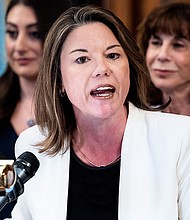 The man who allegedly assaulted Rep. Angie Craig in her Washington, DC, apartment last week made his initial appearance in federal court on February 13. Rep. Craig is pictured here in June of 2022.
Mandatory Credit:	Michael Brochstein/SOPA Images/Shutterstock/File