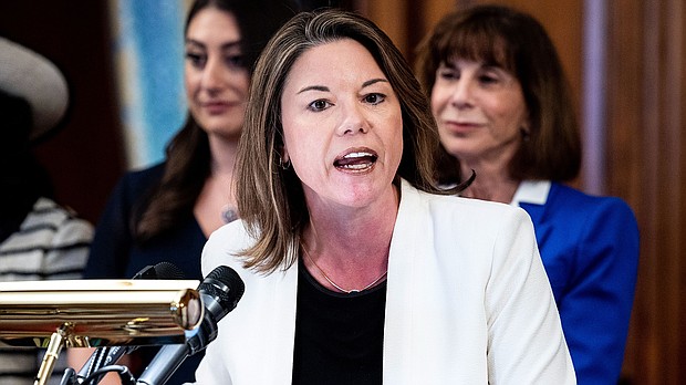 The man who allegedly assaulted Rep. Angie Craig in her Washington, DC, apartment last week made his initial appearance in federal court on February 13. Rep. Craig is pictured here in June of 2022.
Mandatory Credit:	Michael Brochstein/SOPA Images/Shutterstock/File