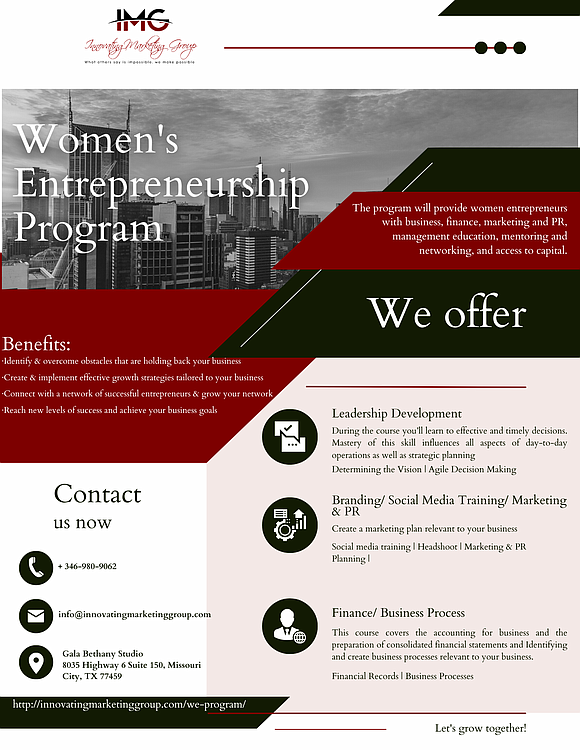 Innovating Marketing Group launches the Womens Entrepreneurship Program, a new program aimed to solve the problem Women Entrepreneurs Face with …