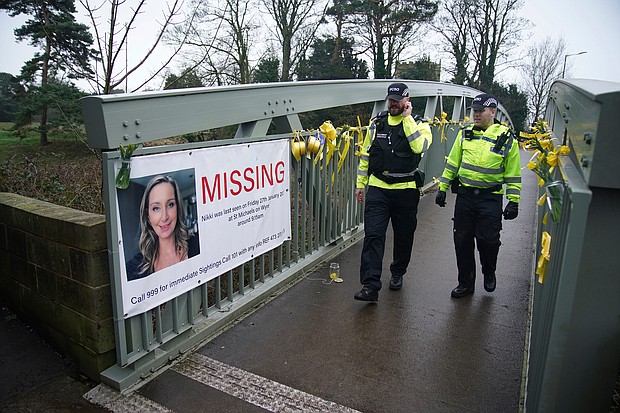 England's Lancashire Police said Monday they have identified a body as the one of missing Nicola Bulley.
Mandatory Credit:	Peter Byrne/PA/AP