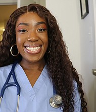 Seun Adebagbo, a third-year medical student in Massachusetts, hopes to contribute to the physician work force in the United States, where only 5.7% of doctors identify as Black.
Mandatory Credit:	Oluwaseun Adebagbo
