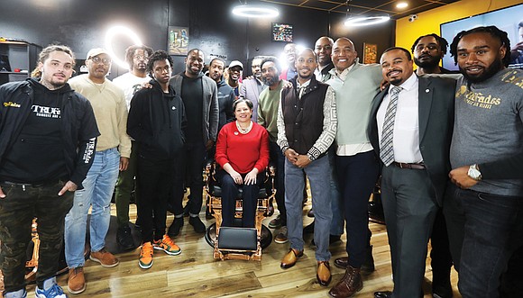 More than a dozen Black men gathered at TruFades Haircuts & Beards, 2010 E. Main St. in Shockoe Bottom on ...